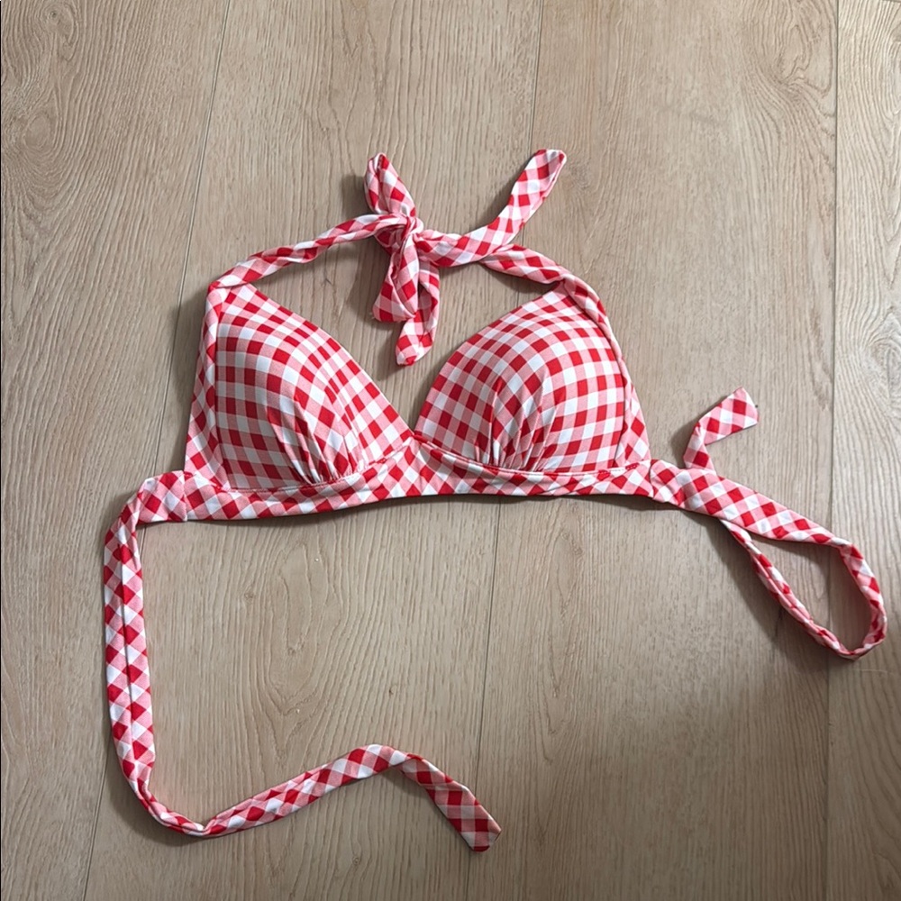 Red and White Checkered Bikini Top